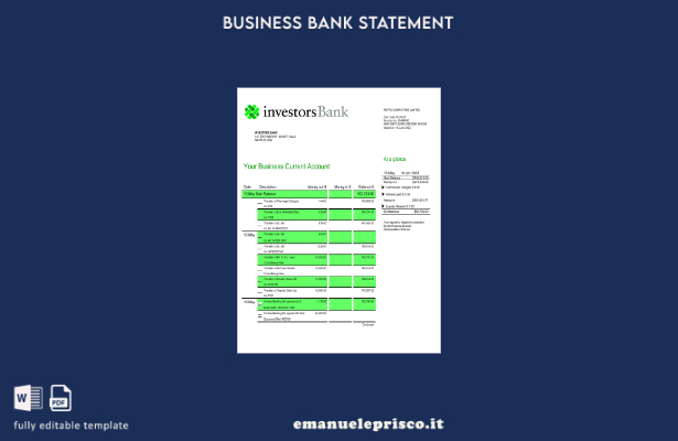 stile verificato Investitori Estratto conto bancario per il controllo aziendale 